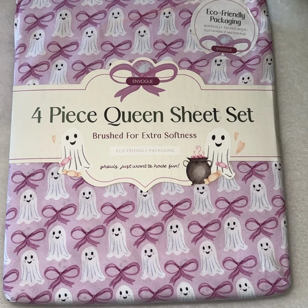 👻🎀ENVOGUE Halloween Pink bow and ghost queen sheet set 🎀👻